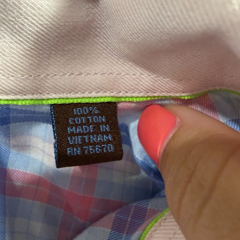 Tattersall London Long Sleeve Dress Shirt Pink/blue/white Check Size 16 - Picture 6 of 9